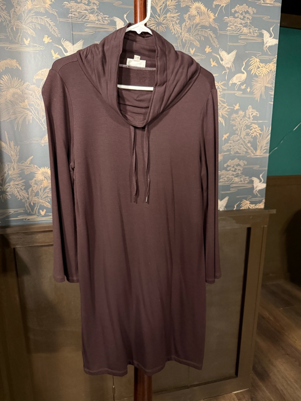 LOFT Long Sleeve Cowl Neck Dress - Deep Plum